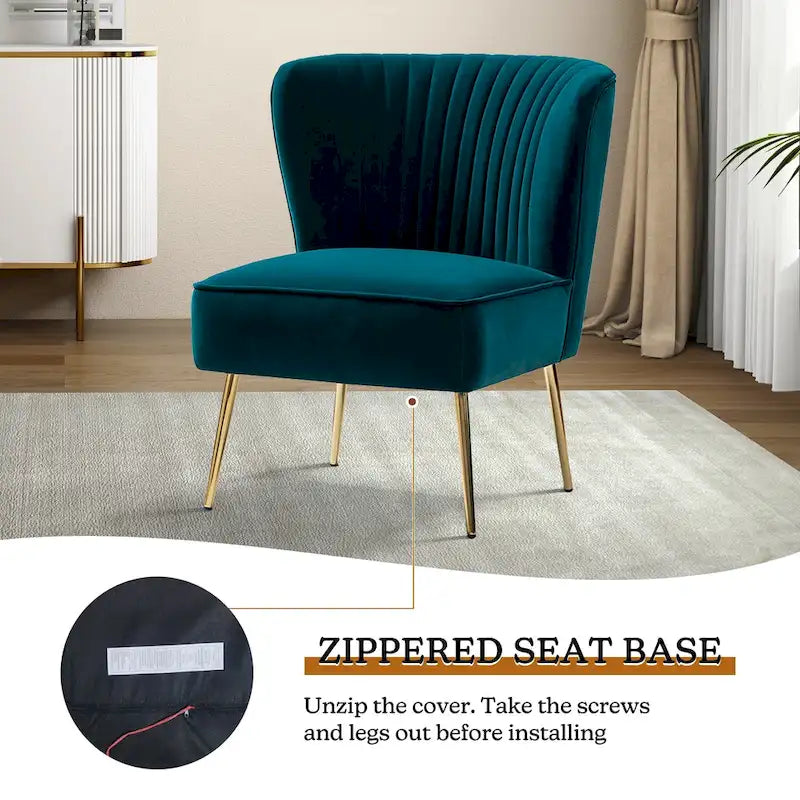 Fauteuil d'appoint Monica sans accoudoirs, confortable, avec dossier capitonné et pieds en métal
