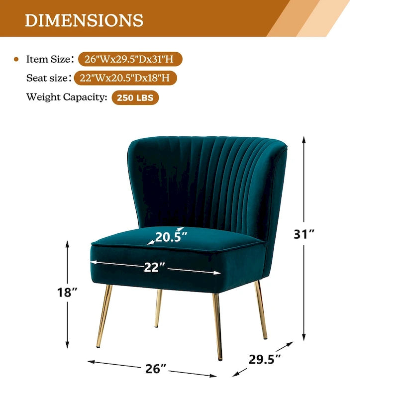 Fauteuil d'appoint Monica sans accoudoirs, confortable, avec dossier capitonné et pieds en métal