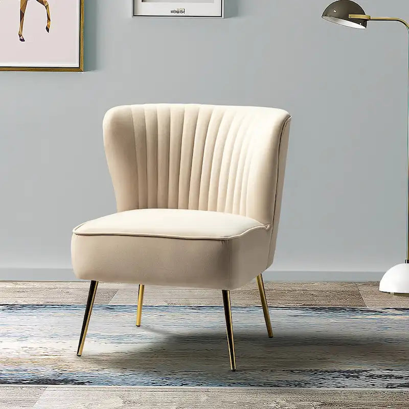 Fauteuil d'appoint Monica sans accoudoirs, confortable, avec dossier capitonné et pieds en métal
