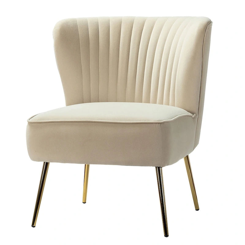 Fauteuil d'appoint Monica sans accoudoirs, confortable, avec dossier capitonné et pieds en métal