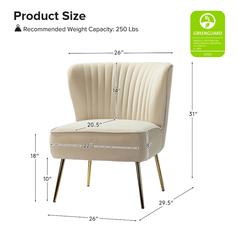 Fauteuil d'appoint Monica sans accoudoirs, confortable, avec dossier capitonné et pieds en métal