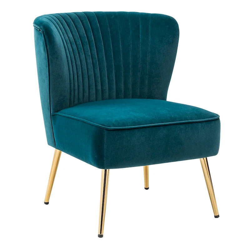 Fauteuil d'appoint Monica sans accoudoirs, confortable, avec dossier capitonné et pieds en métal