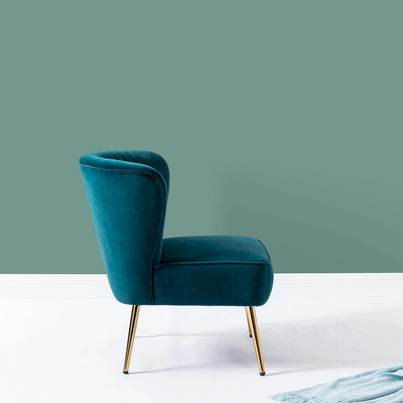 Fauteuil d'appoint Monica sans accoudoirs, confortable, avec dossier capitonné et pieds en métal