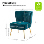 Fauteuil d'appoint Monica sans accoudoirs, confortable, avec dossier capitonné et pieds en métal
