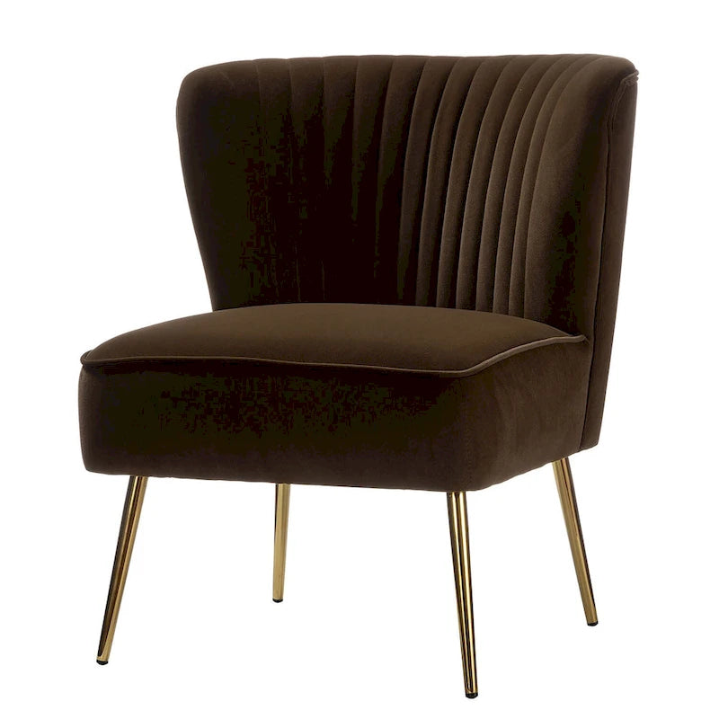 Fauteuil d'appoint Monica sans accoudoirs, confortable, avec dossier capitonné et pieds en métal