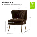 Fauteuil d'appoint Monica sans accoudoirs, confortable, avec dossier capitonné et pieds en métal