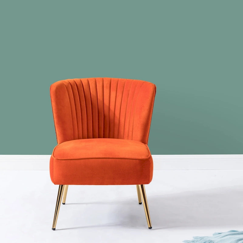 Fauteuil d'appoint Monica sans accoudoirs, confortable, avec dossier capitonné et pieds en métal