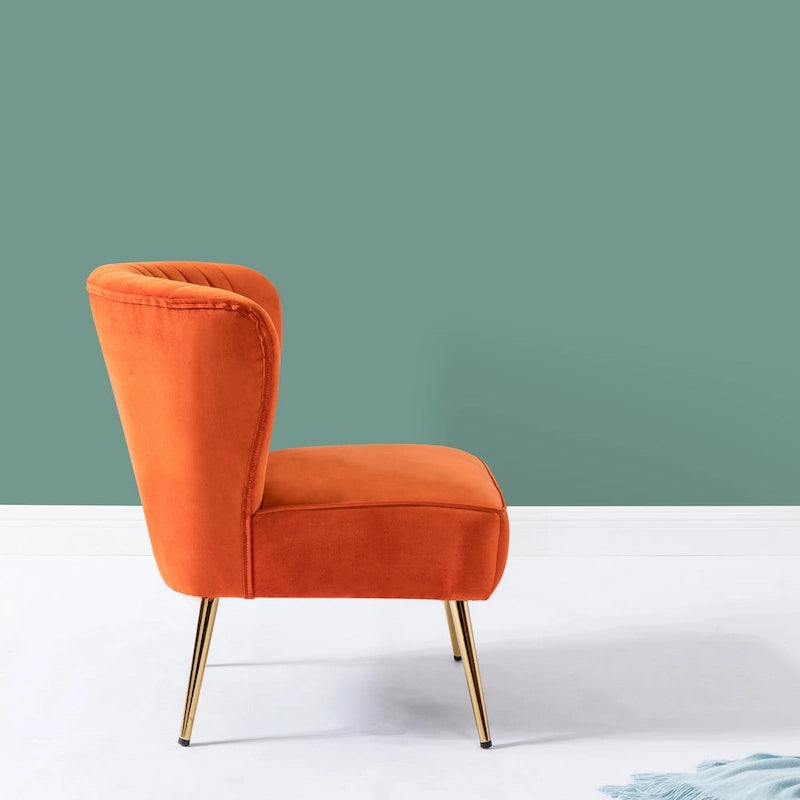 Fauteuil d'appoint Monica sans accoudoirs, confortable, avec dossier capitonné et pieds en métal