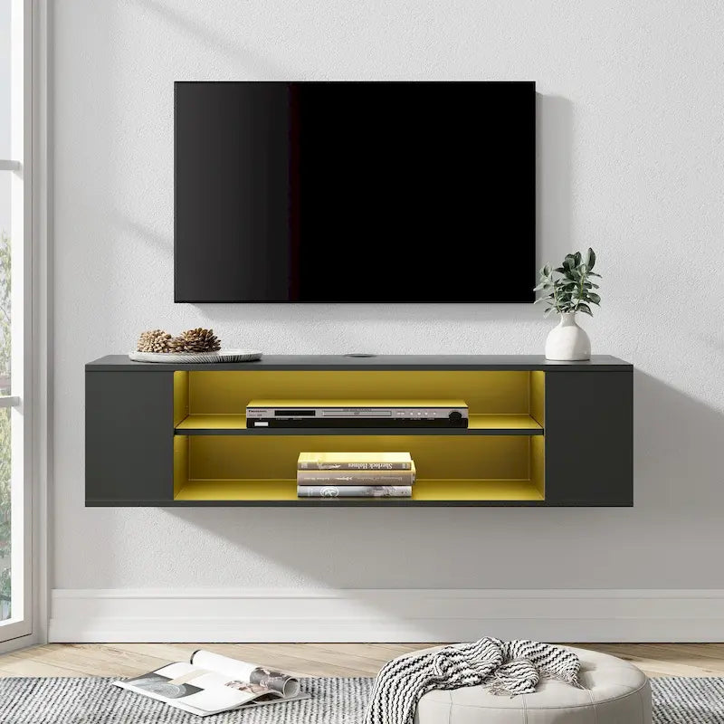 Meuble TV flottant, étagère murale, meuble de divertissement, buffet flottant sous TV, 99 cm