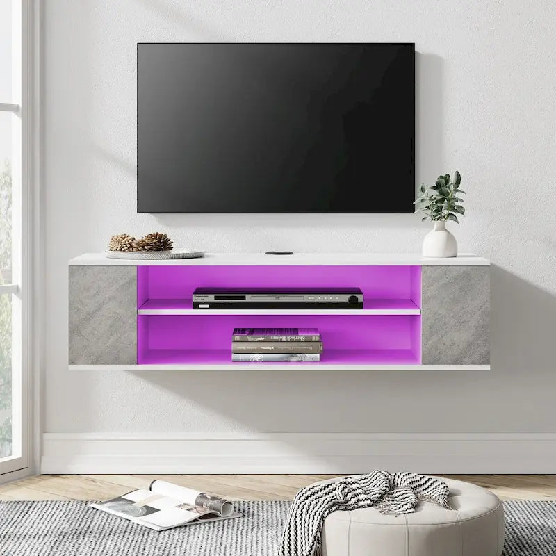 Meuble TV flottant, étagère murale, meuble de divertissement, buffet flottant sous TV, 99 cm