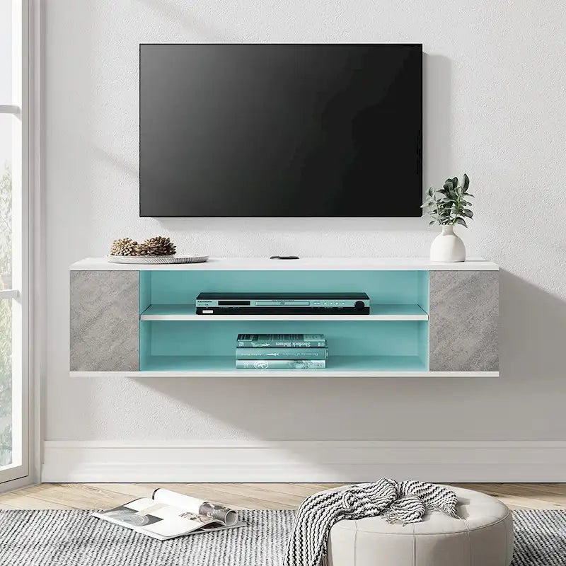 Meuble TV flottant, étagère murale, meuble de divertissement, buffet flottant sous TV, 99 cm