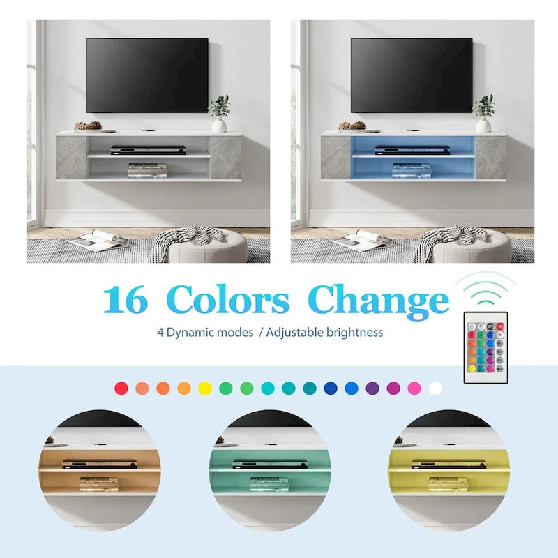 Meuble TV flottant, étagère murale, meuble de divertissement, buffet flottant sous TV, 99 cm