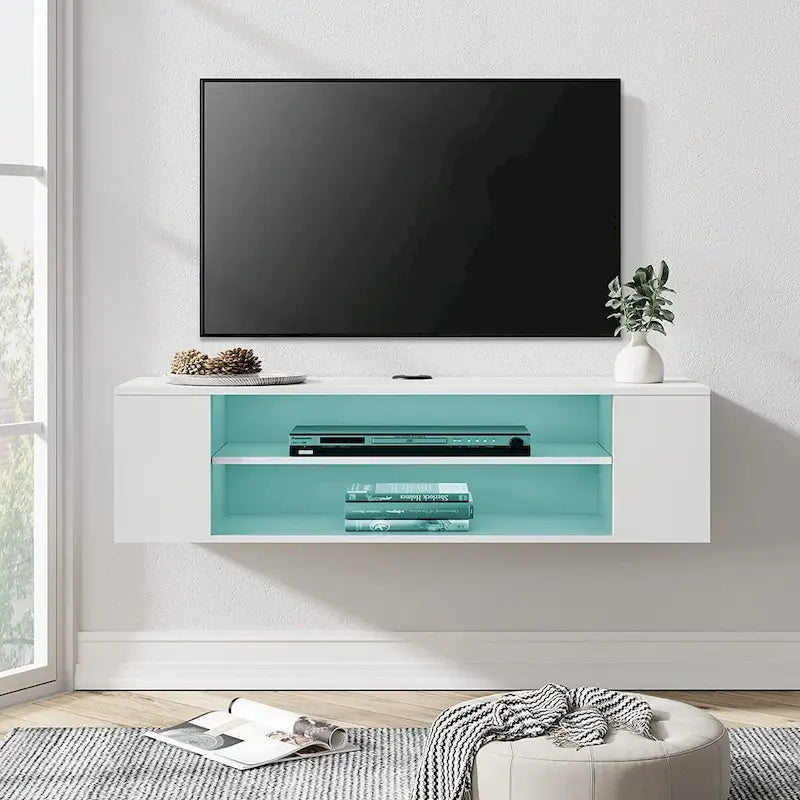 Meuble TV flottant, étagère murale, meuble de divertissement, buffet flottant sous TV, 99 cm