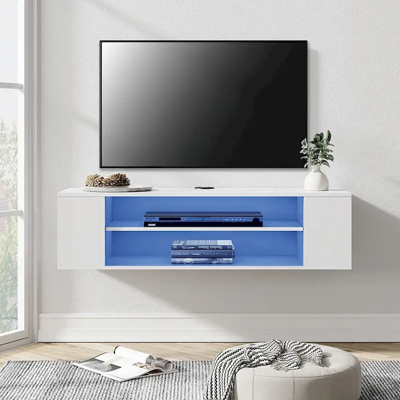Meuble TV flottant, étagère murale, meuble de divertissement, buffet flottant sous TV, 99 cm