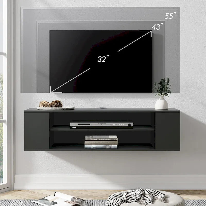 Meuble TV flottant, étagère murale, meuble de divertissement, buffet flottant sous TV, 99 cm