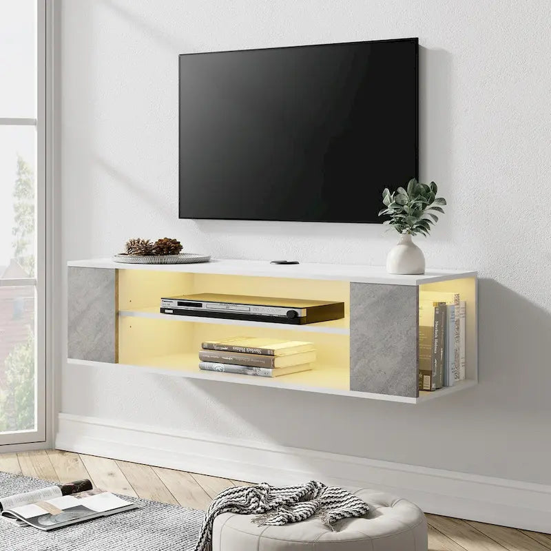 Meuble TV flottant, étagère murale, meuble de divertissement, buffet flottant sous TV, 99 cm