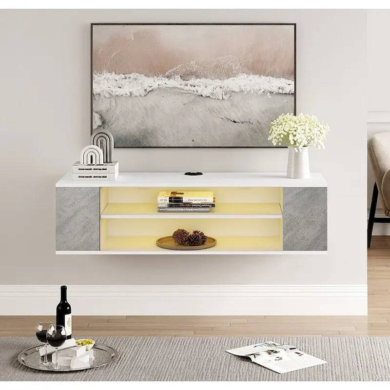 Meuble TV flottant, étagère murale, meuble de divertissement, buffet flottant sous TV, 99 cm