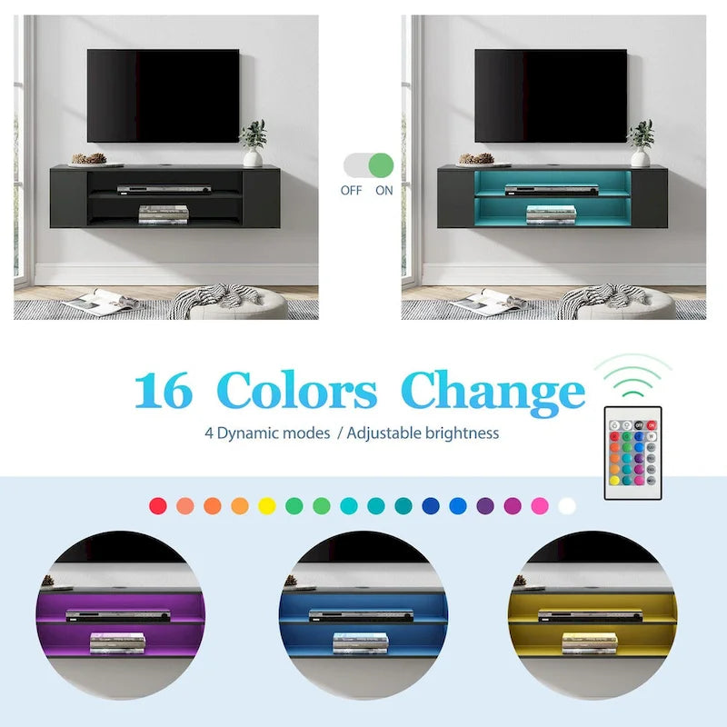 Meuble TV flottant, étagère murale, meuble de divertissement, buffet flottant sous TV, 99 cm