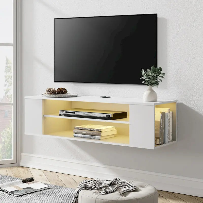 Meuble TV flottant, étagère murale, meuble de divertissement, buffet flottant sous TV, 99 cm