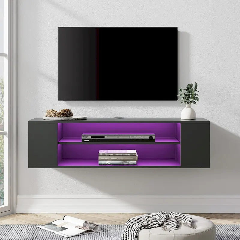 Meuble TV flottant, étagère murale, meuble de divertissement, buffet flottant sous TV, 99 cm