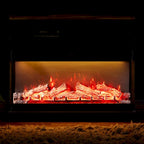 WAMPAT Insert de cheminée électrique en verre 3 faces, 36 pouces, Noir