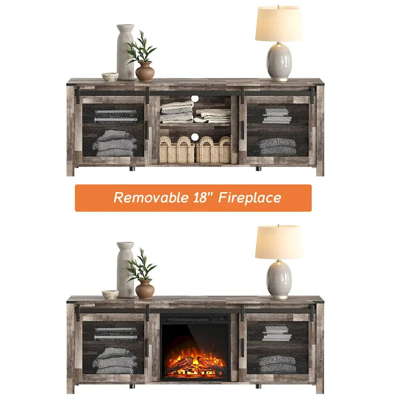 WAMPAT Insert de cheminée électrique en verre 3 faces, 36 pouces, Noir