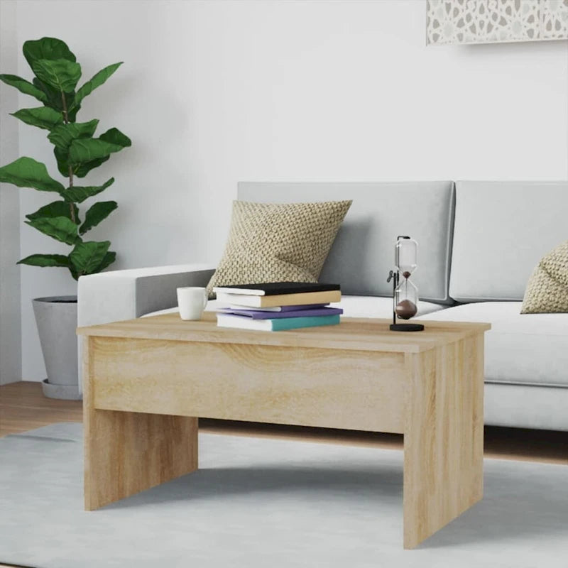 Table basse relevable, table d'appoint, bout de canapé, bois d'ingénierie - 80 x 50,5 x 41,5 cm