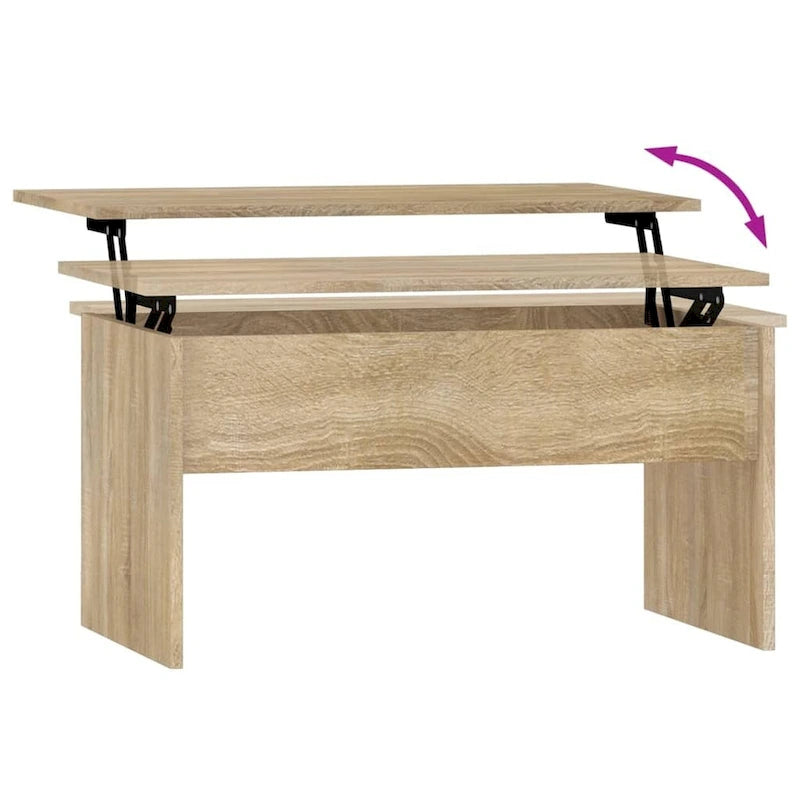 Table basse relevable, table d'appoint, bout de canapé, bois d'ingénierie - 80 x 50,5 x 41,5 cm