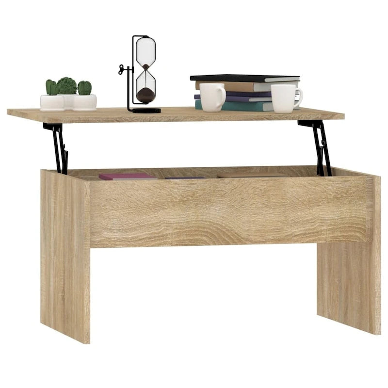 Table basse relevable, table d'appoint, bout de canapé, bois d'ingénierie - 80 x 50,5 x 41,5 cm