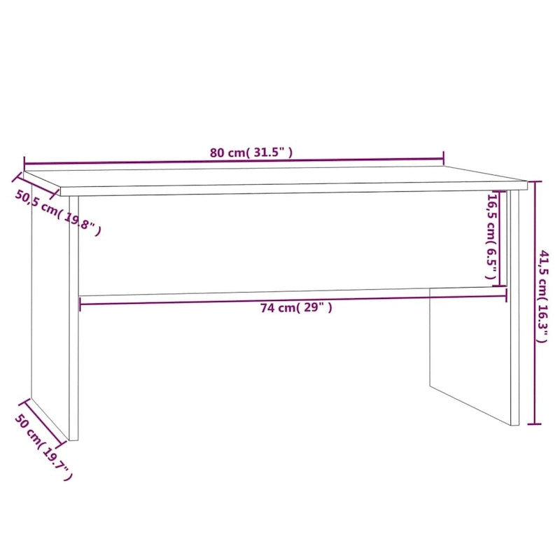Table basse relevable, table d'appoint, bout de canapé, bois d'ingénierie - 80 x 50,5 x 41,5 cm