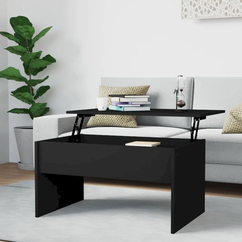 Table basse relevable, table d'appoint, bout de canapé, bois d'ingénierie - 80 x 50,5 x 41,5 cm