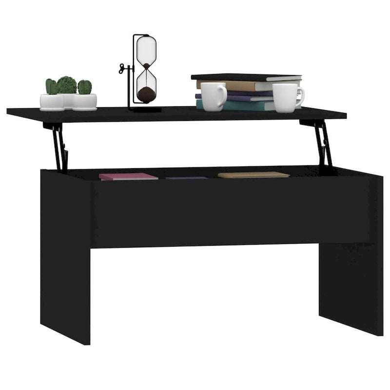 Table basse relevable, table d'appoint, bout de canapé, bois d'ingénierie - 80 x 50,5 x 41,5 cm