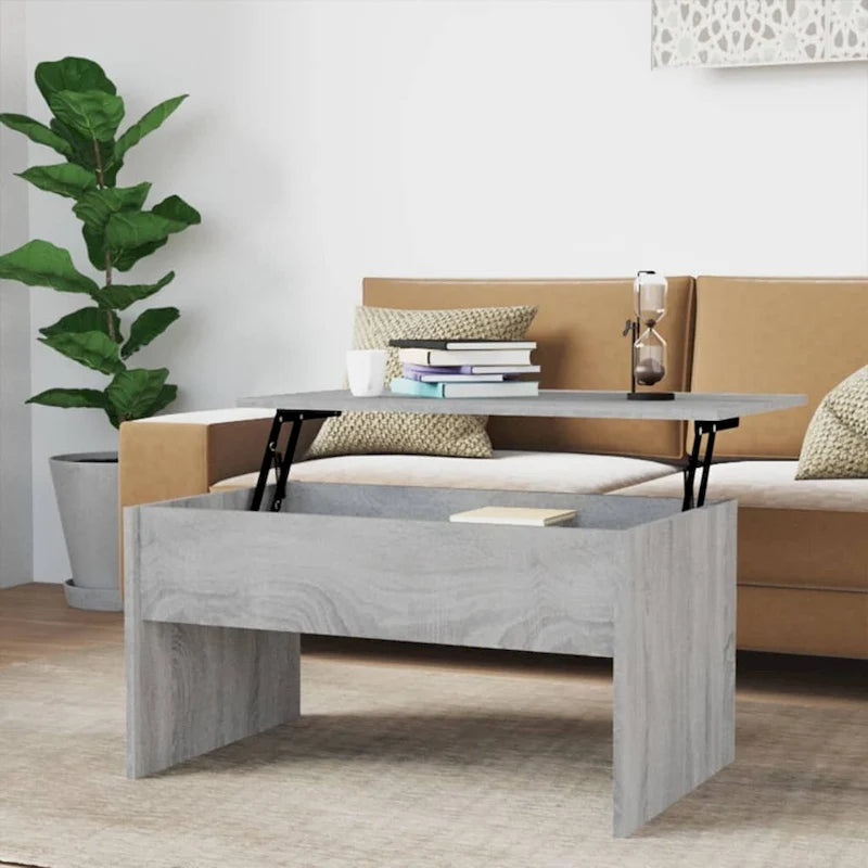 Table basse relevable, table d'appoint, bout de canapé, bois d'ingénierie - 80 x 50,5 x 41,5 cm