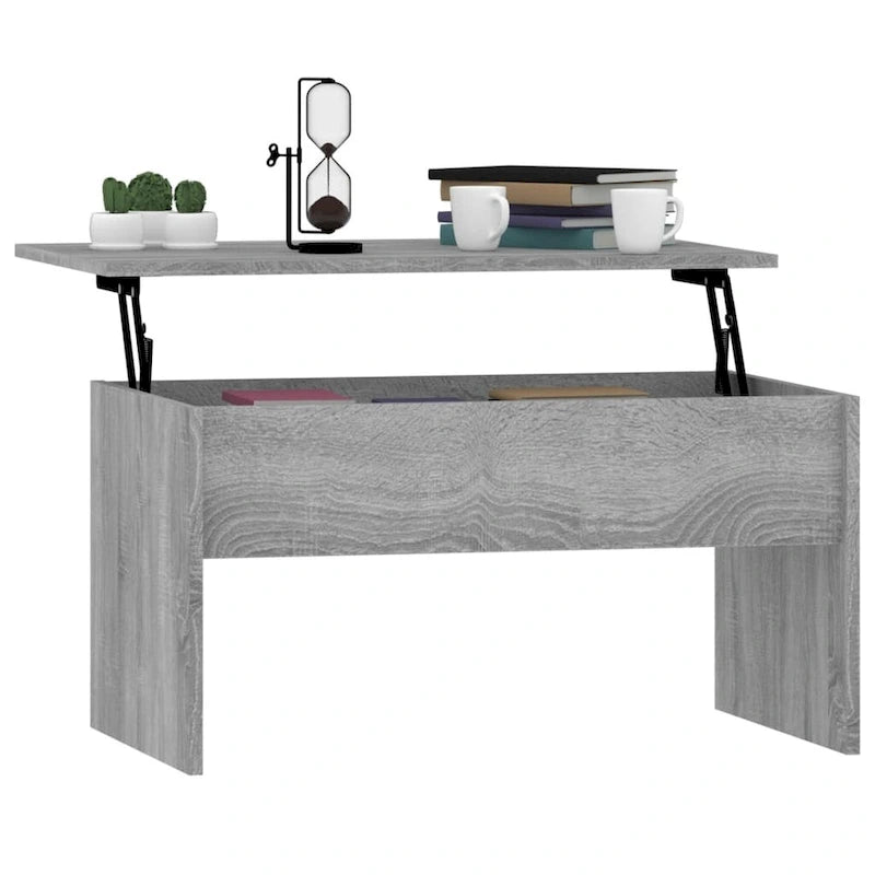 Table basse relevable, table d'appoint, bout de canapé, bois d'ingénierie - 80 x 50,5 x 41,5 cm