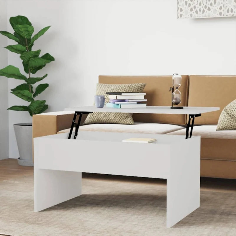 Table basse relevable, table d'appoint, bout de canapé, bois d'ingénierie - 80 x 50,5 x 41,5 cm