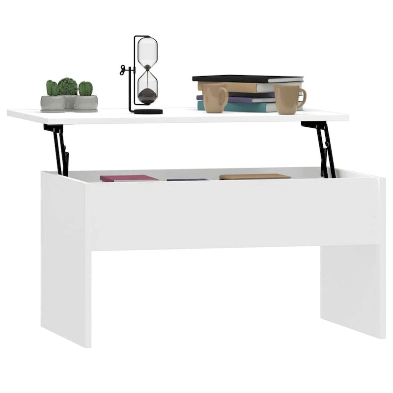 Table basse relevable, table d'appoint, bout de canapé, bois d'ingénierie - 80 x 50,5 x 41,5 cm