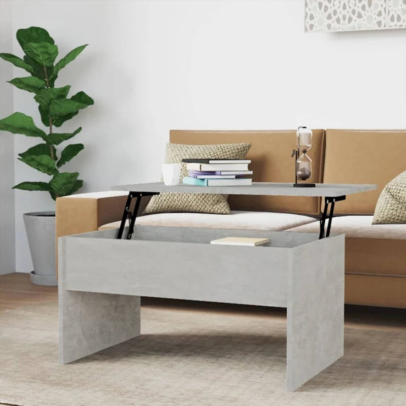 Table basse relevable, table d'appoint, bout de canapé, bois d'ingénierie - 80 x 50,5 x 41,5 cm