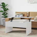 Table basse relevable, table d'appoint, bout de canapé, bois d'ingénierie - 80 x 50,5 x 41,5 cm