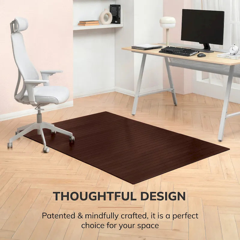 Tapis de chaise rectangulaire standard en bambou écologique – (72 x 48), qualité supérieure, tapis de chaise écologique