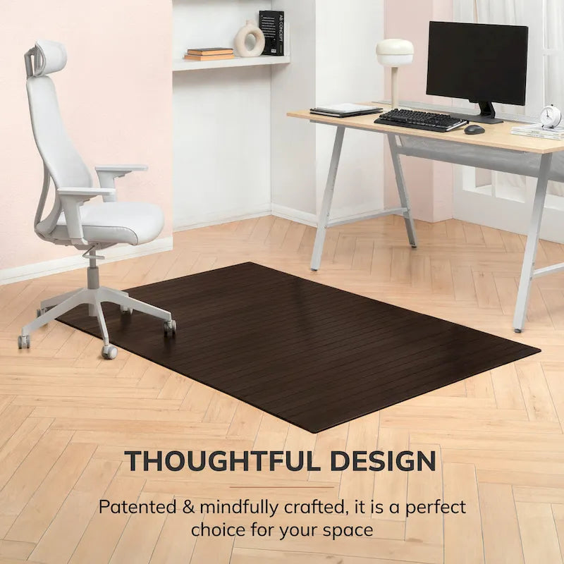 Tapis de chaise rectangulaire standard en bambou écologique – (72 x 48), qualité supérieure, tapis de chaise écologique