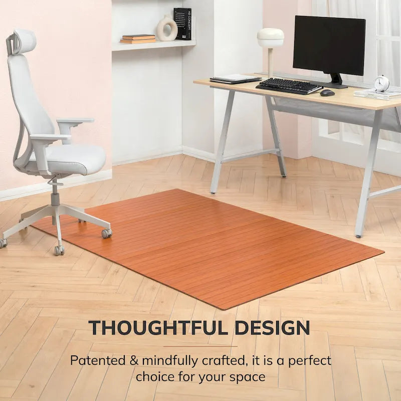 Tapis de chaise rectangulaire standard en bambou écologique – (72 x 48), qualité supérieure, tapis de chaise écologique