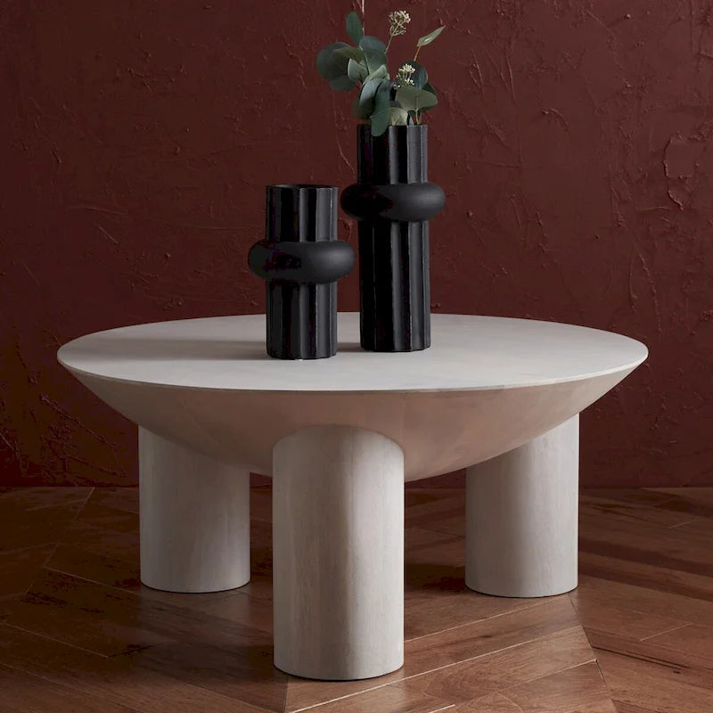Table basse Isavella Rd en bois - 35 po L x 35 po P x 16 po H