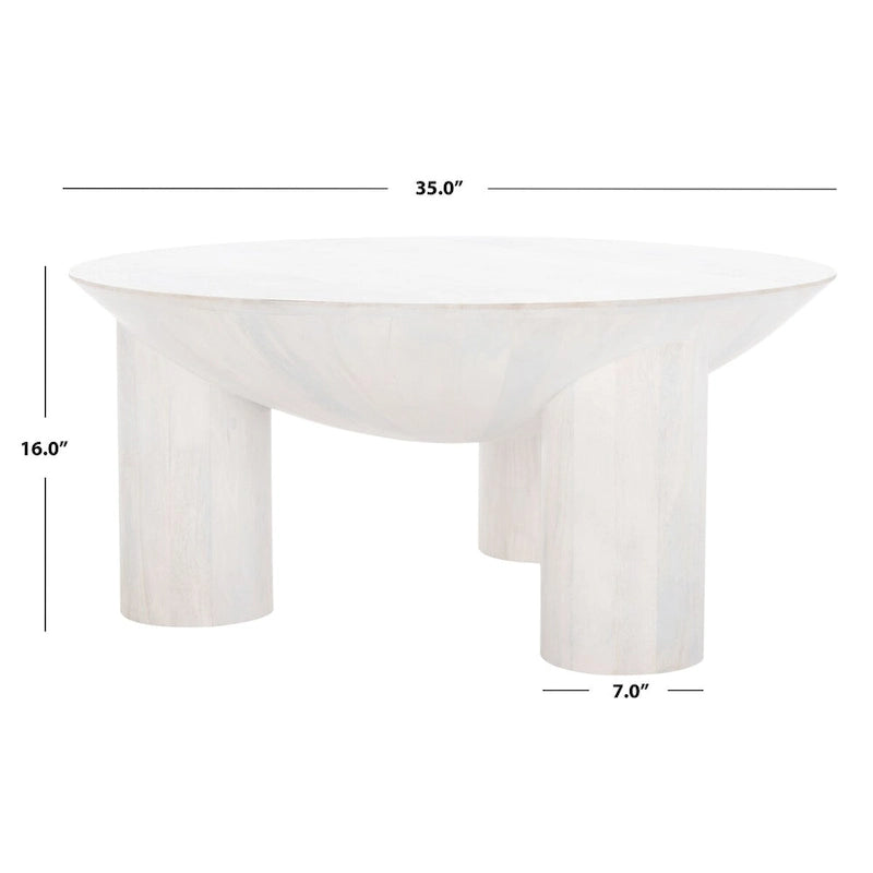 Table basse Isavella Rd en bois - 35 po L x 35 po P x 16 po H