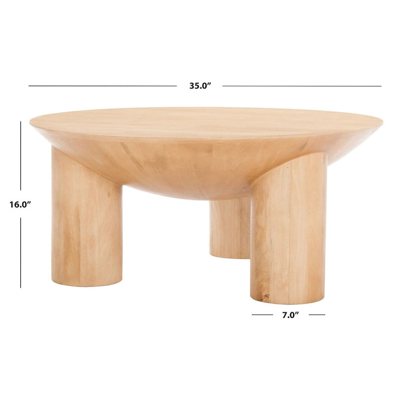 Table basse Isavella Rd en bois - 35 po L x 35 po P x 16 po H