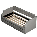 Lit de repos rembourré avec lit gigogne, support à lattes en bois, cadre rembourré, lit simple