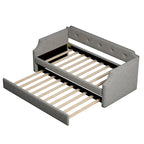 Lit de repos rembourré avec lit gigogne, support à lattes en bois, cadre rembourré, lit simple