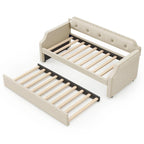 Lit de repos rembourré avec lit gigogne, support à lattes en bois, cadre rembourré, lit simple