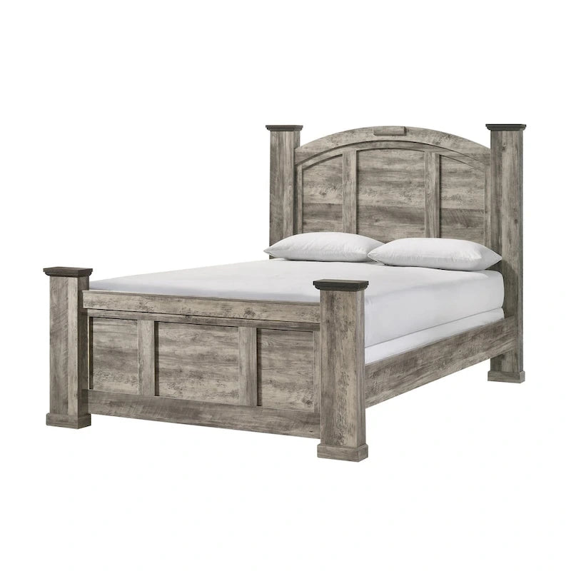 Chambre à coucher Aimon Gray, panneaux rustiques