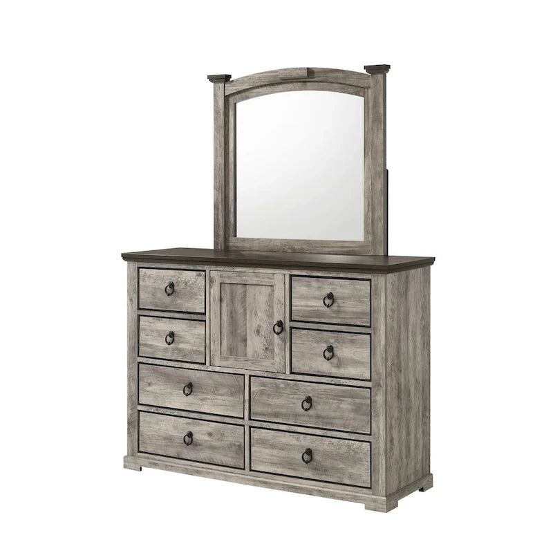 Chambre à coucher Aimon Gray, panneaux rustiques