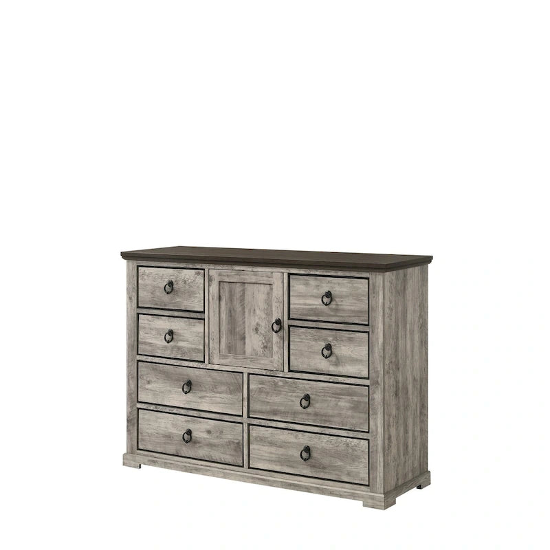 Chambre à coucher Aimon Gray, panneaux rustiques